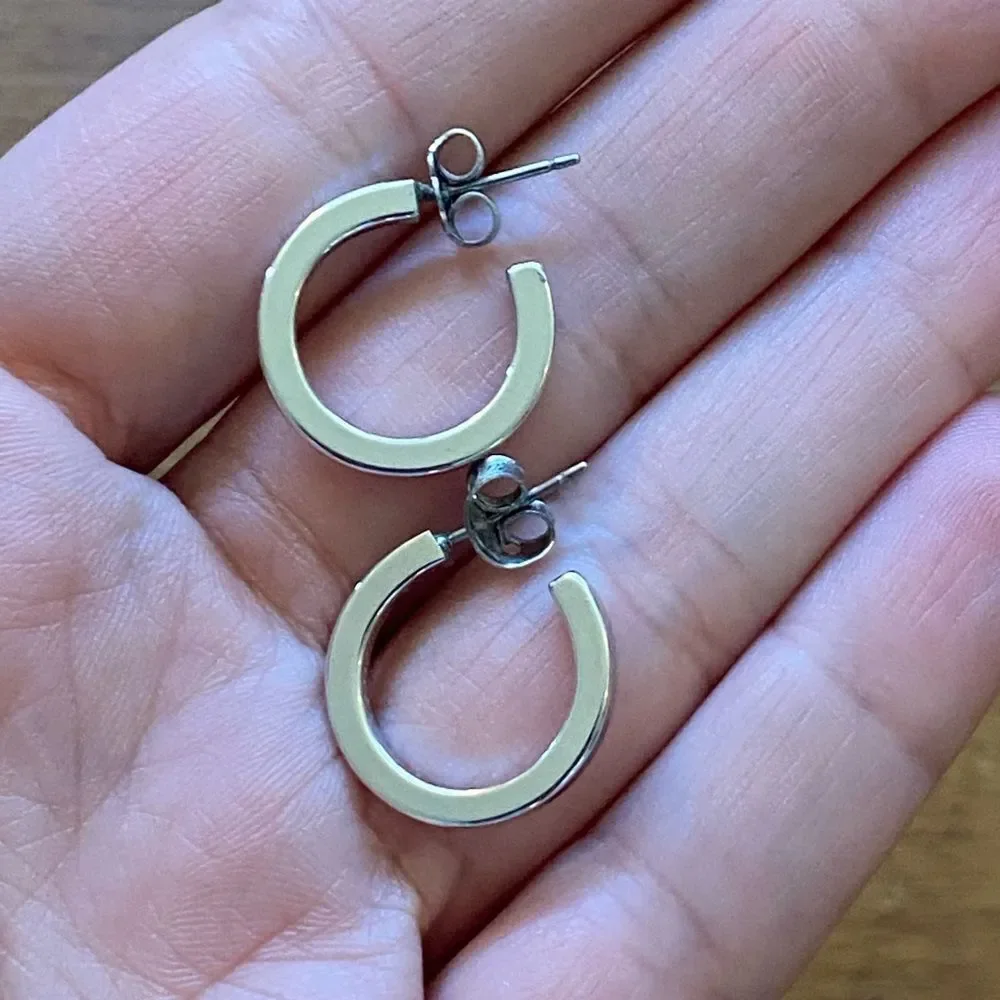 Vintage Silver Flat Hoop Earrings